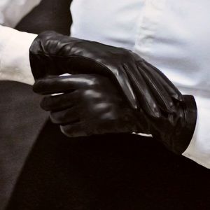 Vintage Soft Genuine Feather Leather Miss Aris Button Accent Black Gloves EUC